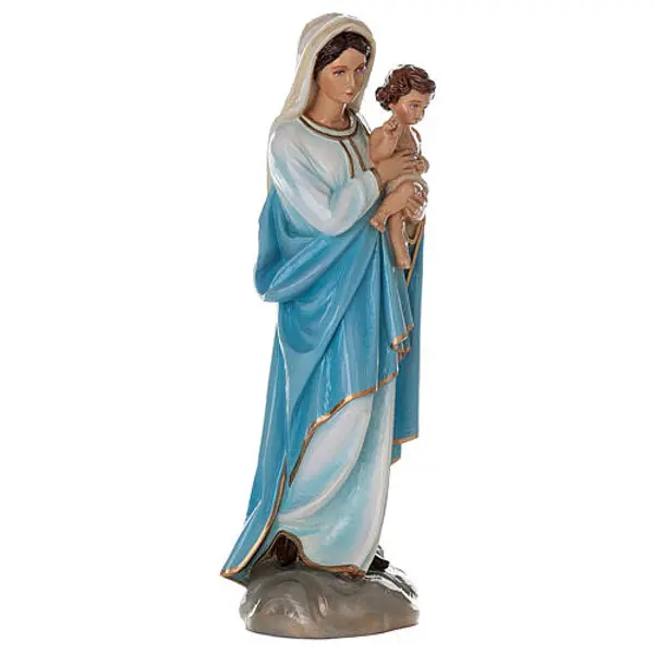 Vierge à l'enfant marbre reconstitué 60cm peinte