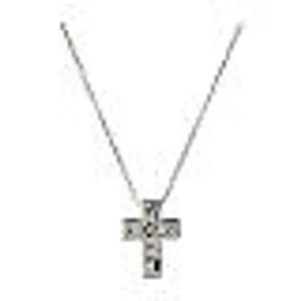 Collier Crucis zircons blancs Benedictus argent 925 rhodié