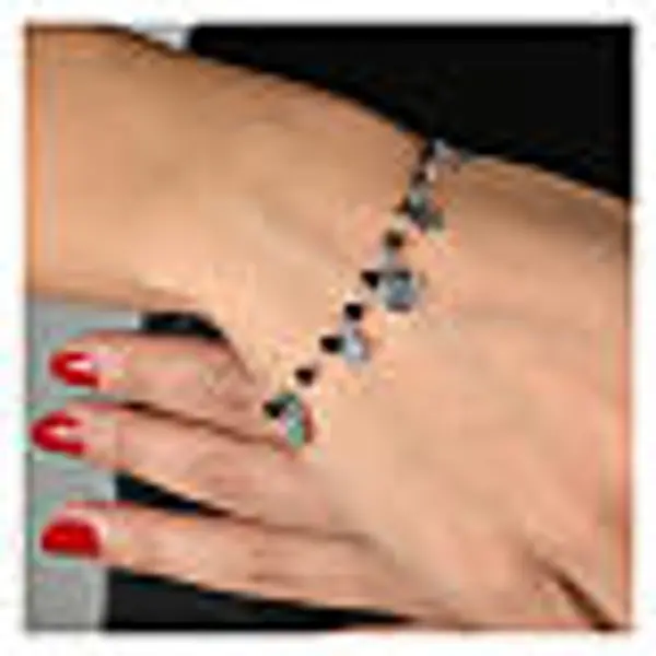Bracelet pierres noires Benedictus argent 925 rhodié