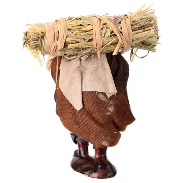 Fermier avec paille 10 cm terre cuite crèche napolitaine