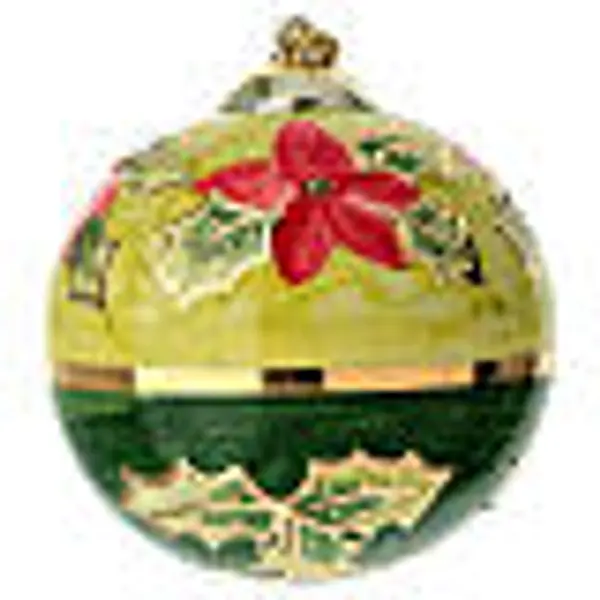 Boule de Noël Dellarte Ceramiche verte et étoiles de Noël 10 cm peinte à la main