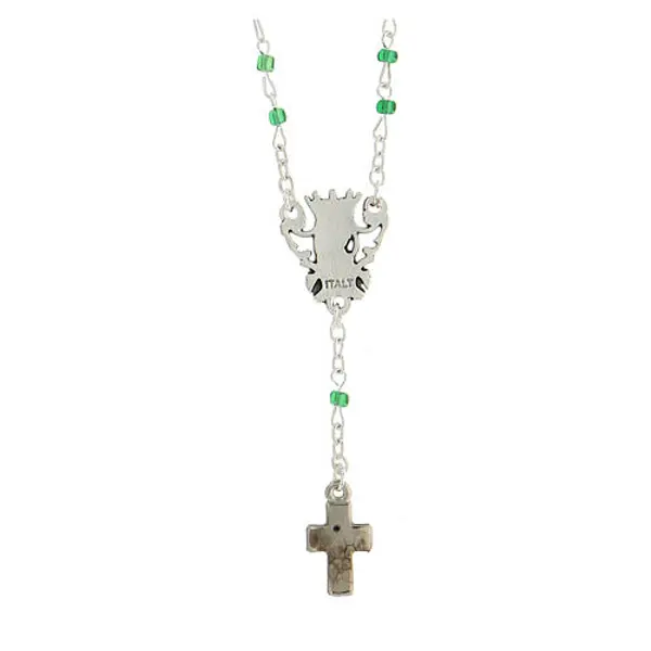 Collier grains verre vert 4 mm Médaille Miraculeuse