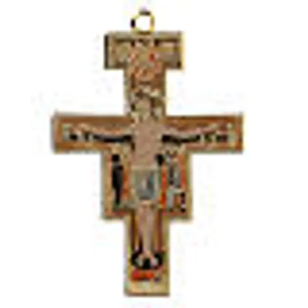 Croix pendentif St Damien dorée
