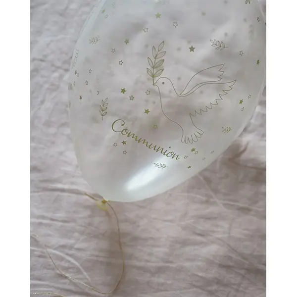 Lot de 8 ballons transparents et dorés - Communion