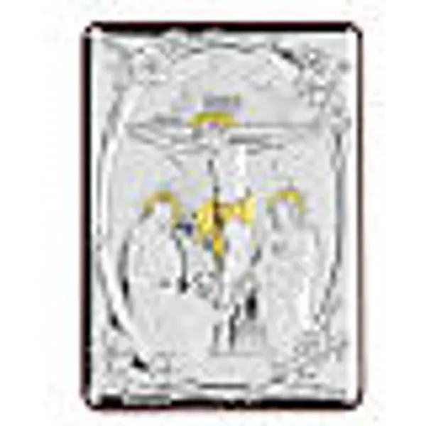 Bas-relief argent bilaminé Crucifixion Jésus-Christ 10x7 cm
