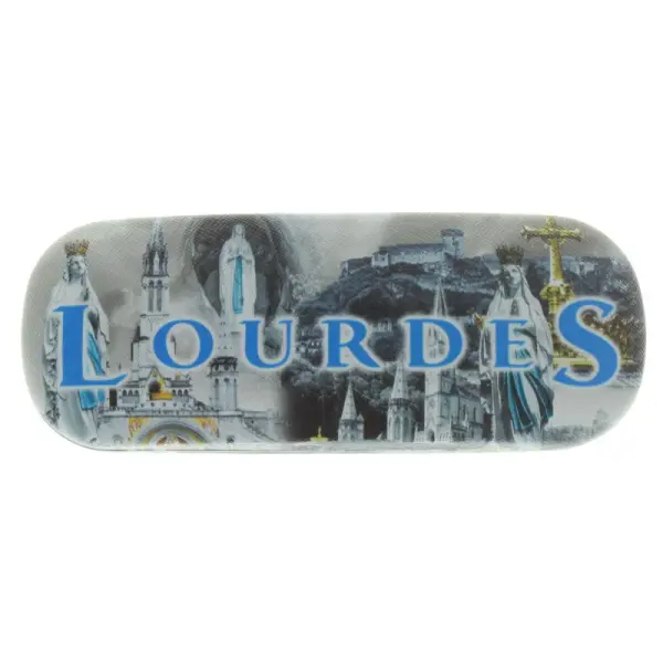 Etui à lunettes rigide décoré de vues de Lourdes