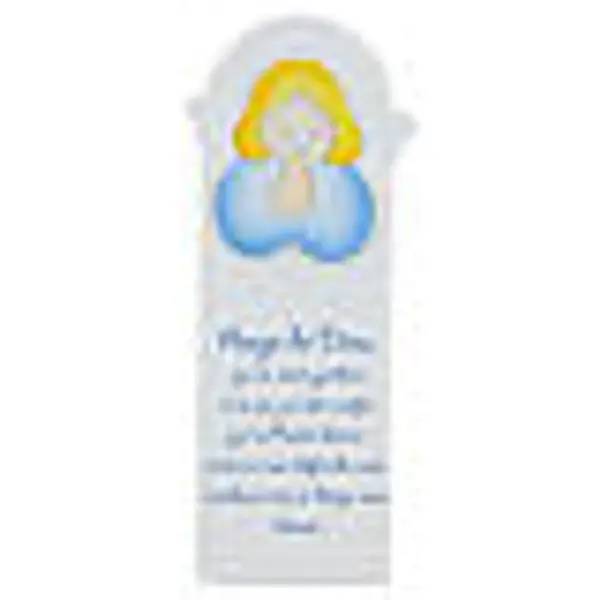 Ange de Dieu FRA ange bleu planche blanche bois Azur Loppiano 30x10 cm