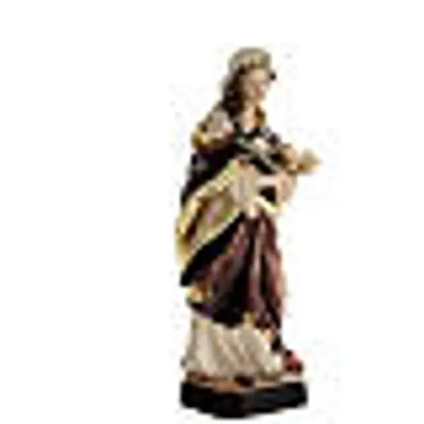 Statue de Sainte Agnès bois robe avec nuances