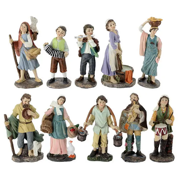 Set 10 santons crèche 10 cm résine