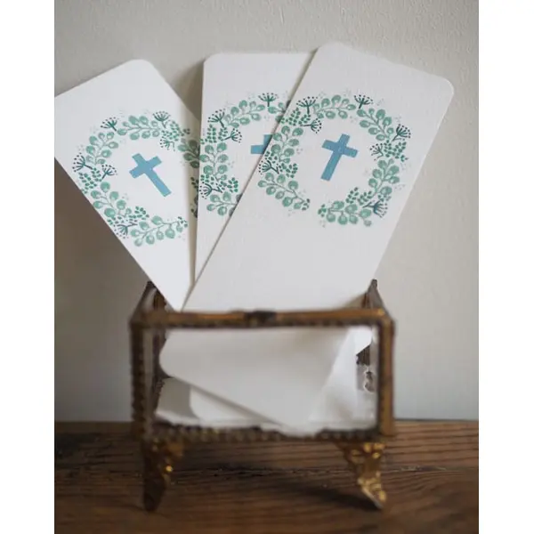 Signet croix bleu/vert