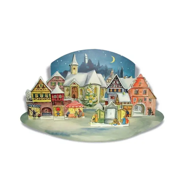 Calendrier de l'avent pop up - Village au clair de lune