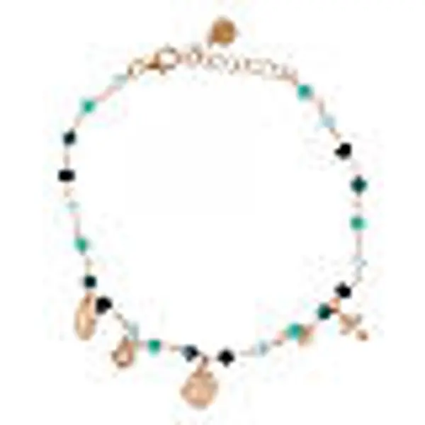 Bracelet Amore argent 925 rosé grains bleus et breloques Benedictus