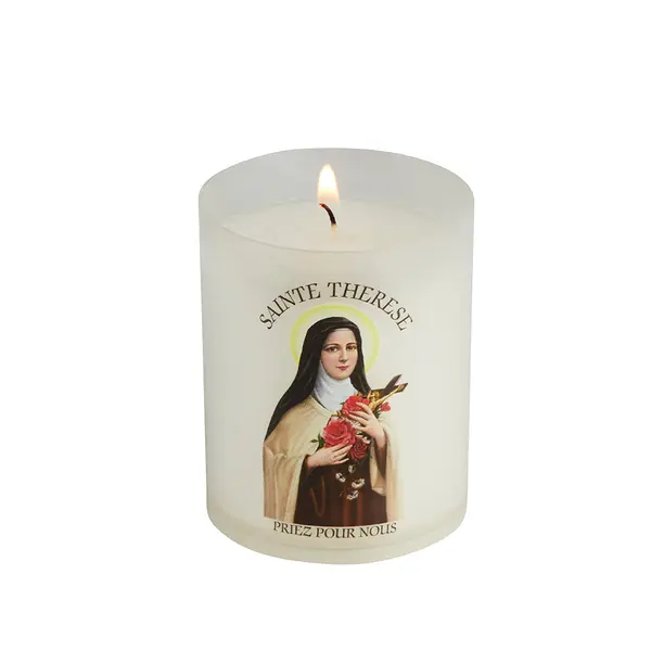 Veilleuse votive effigie Sainte Thérèse - bougie Luminat V80 godet éco-responsable