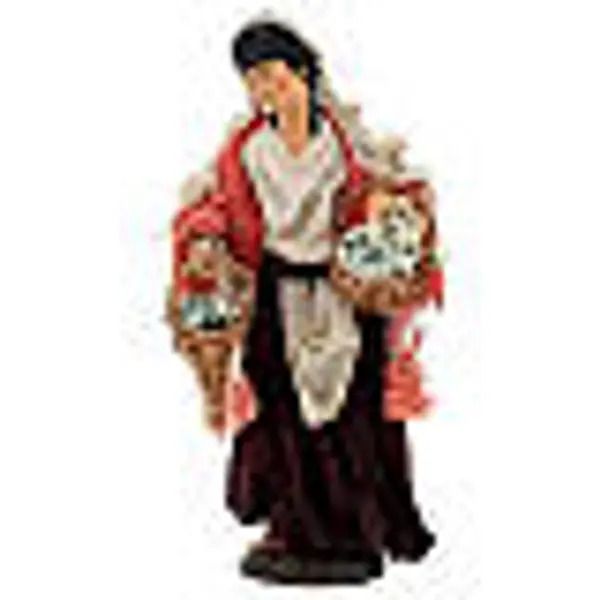 Femme avec paniers de fleurs santon pour crèche napolitaine 35 cm