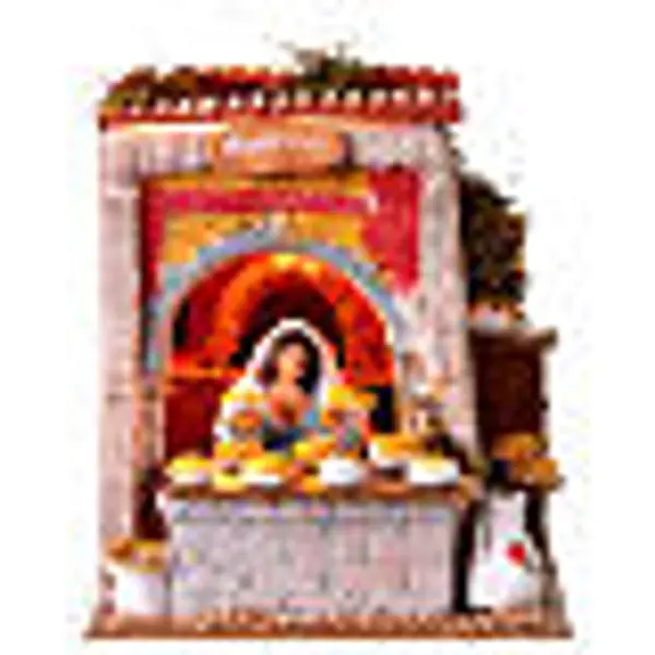 Boulangerie femme en mouvement lumières crèche 10 cm 17x20x17 cm