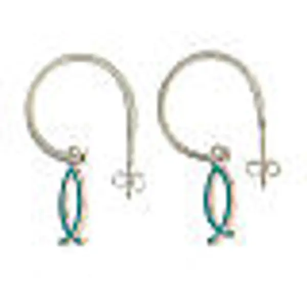 Boucles d'oreille argent 925 poisson émail bleu ciel Collection HOLYART