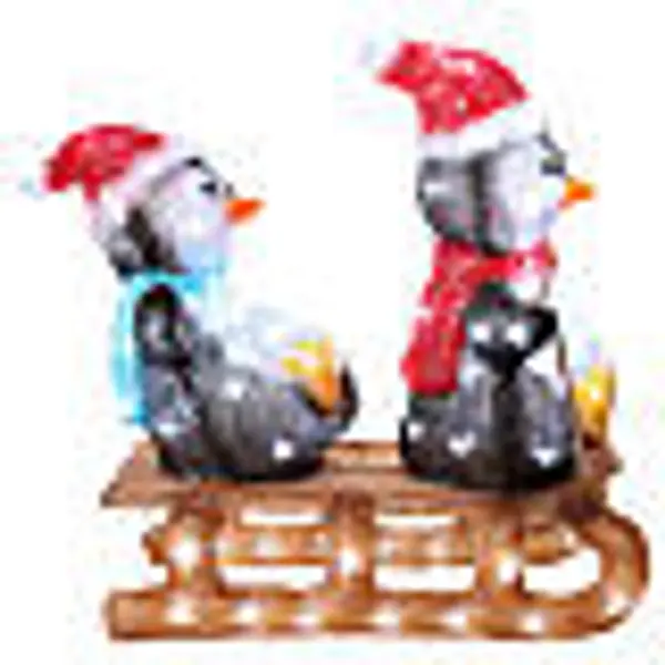 Pingouins sur traineau 110 LEDs lumineux 30x60x55 cm extérieur intérieur