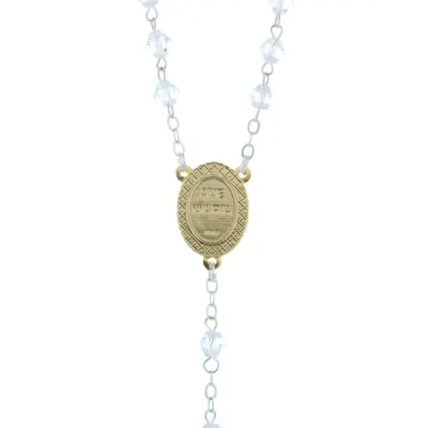 Chapelet de Lourdes en cristal véritable et coeur Apparition de Lourdes