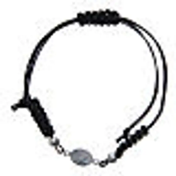 Bracelet médaille argent 925 Notre-Dame Lourdes 1 cm corde noire