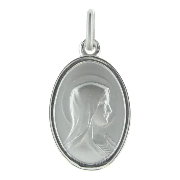 Médaille en Argent double face Vierge Marie et Apparition de Lourdes 18mm