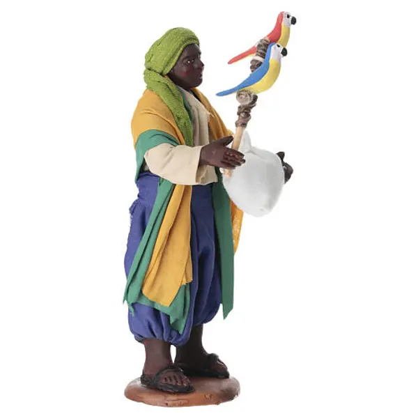 Maure avec perroquets 13 cm crèche napolitaine en terre cuite