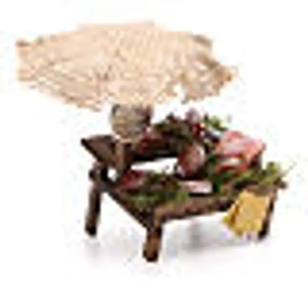 Banc crèche charcuterie viande avec parasol 12x10x12 cm