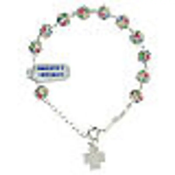 Bracelet argent sterling strassball multicolore 8 mm croix Chi-Rho