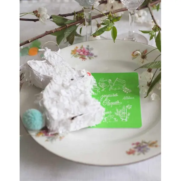 Mini carte « Joyeuses Pâques » Vert fluo - ©Catho Rétro