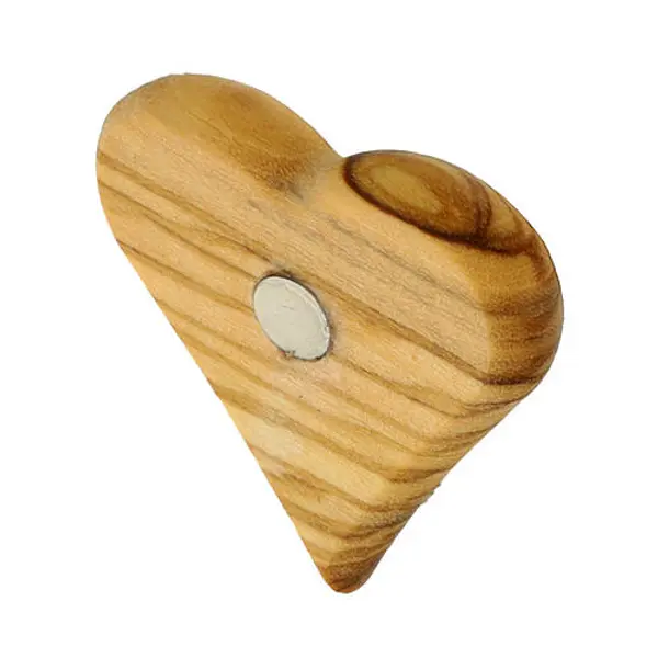 Aimant coeur bois d'olivier Carlo Acutis phrase IT 3x3 cm