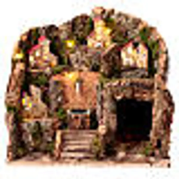 Village napolitain crèche 10 cm fontaine maisons au loin 30x35x25 cm