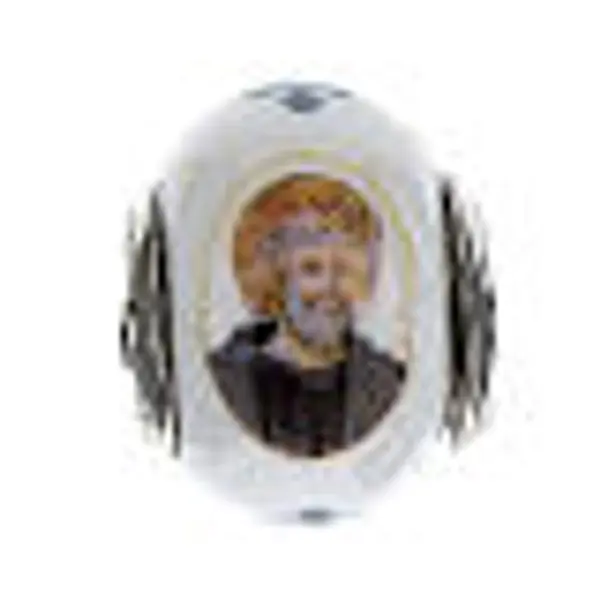 Charm perle passante bracelet Saint Benoît argent 925 verre Murano