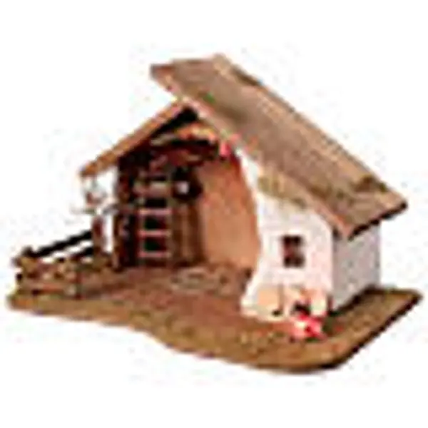 Étable vide en bois 30x50x30 cm crèche de 10-12 cm