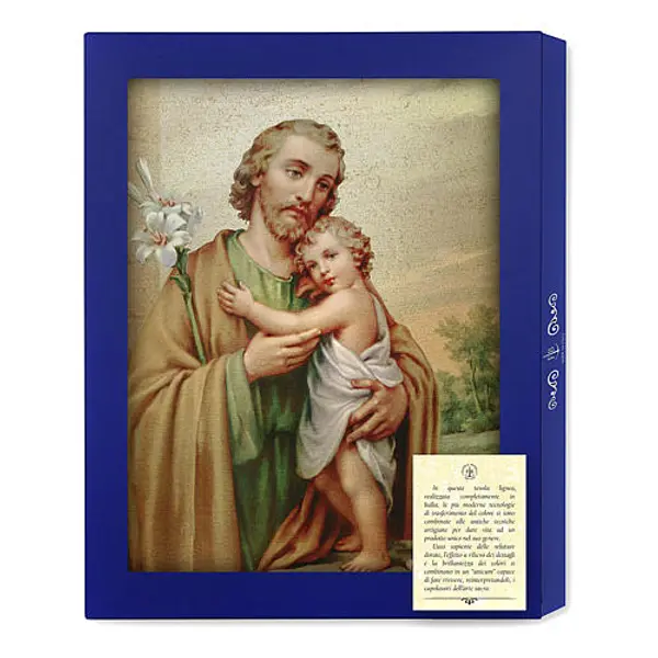 Saint Joseph tableau en bois boîte cadeau 25x20 cm