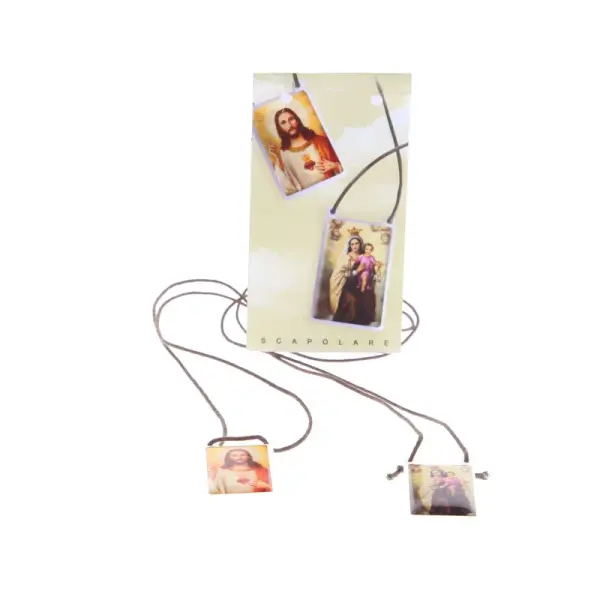 Collier scapulaire du Sacré-Cœur de Jésus en corde Grand Modèle