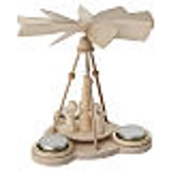Pyramide de Noël 3 anges Amour bois naturel Val Gardena 20x15 cm