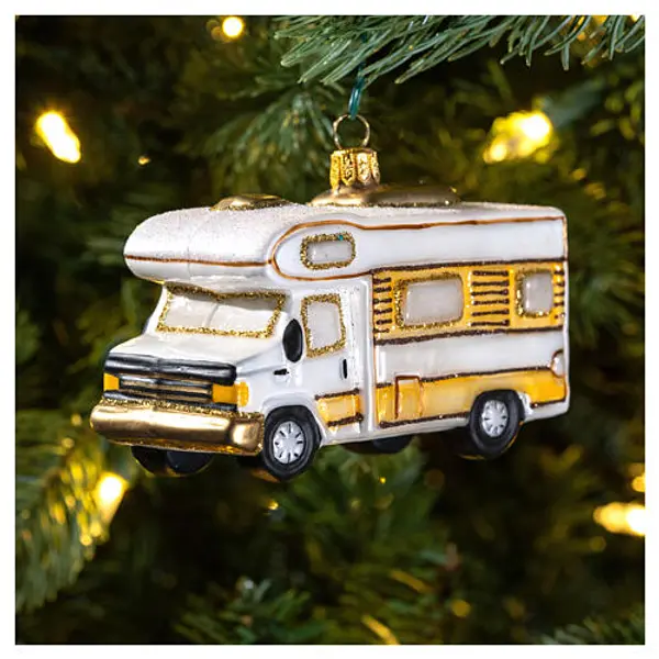 Camping car décoration verre soufflé sapin Noël