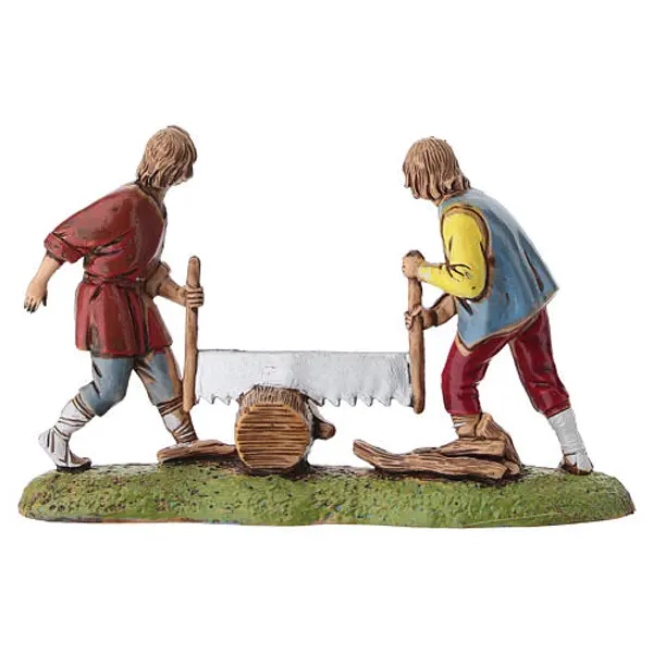 Bûcherons avec bûches pour crèche Moranduzzo 6 cm