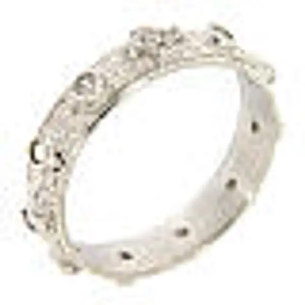 Bague chapelet argent 925 croix grains zircons blancs
