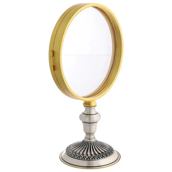 Reliquaire métal bicolore base relief 26 cm