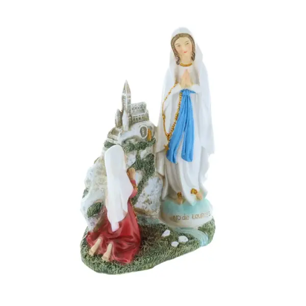 Statue Apparition de Lourdes décorée en résine 14 cm