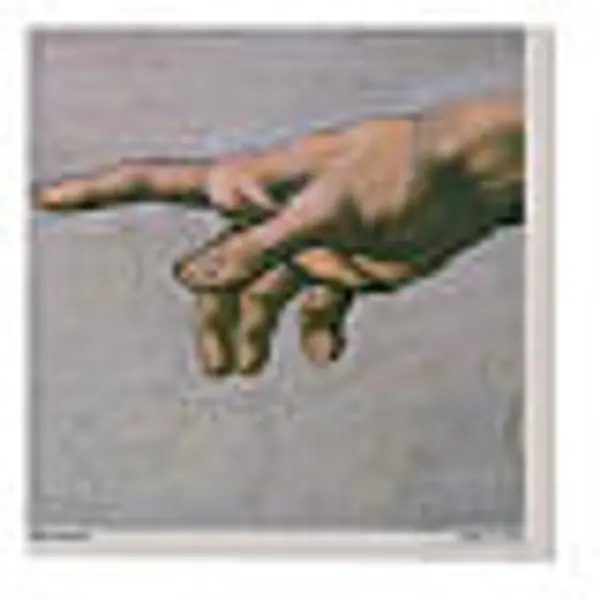 Création d'Adam détails mains impression sur toile de lin 35x25 cm