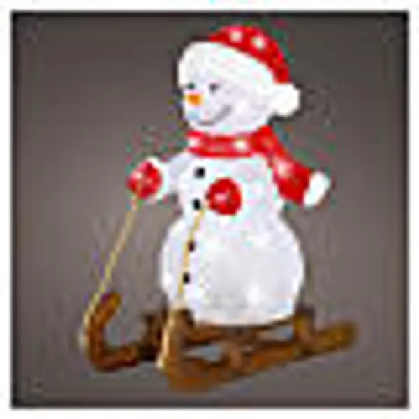 Bonhomme de neige acrylique avec luge int/ext 50 LEDs blanc froid 50x45x25 cm
