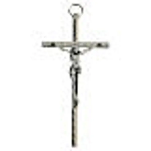 Croix métal argenté forme classique 11 cm