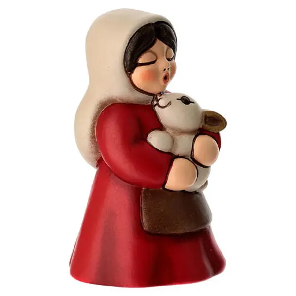 Paysanne avec lapin THUN pour Crèche Classique rouge