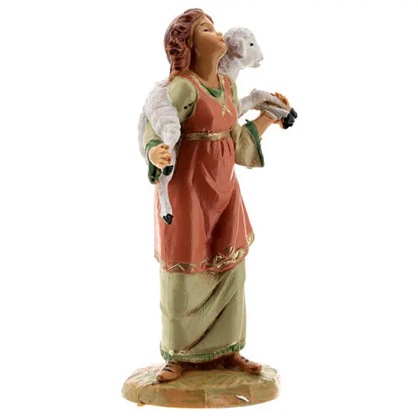 Fille avec mouton sur les épaules Fontanini pour crèche de 12 cm