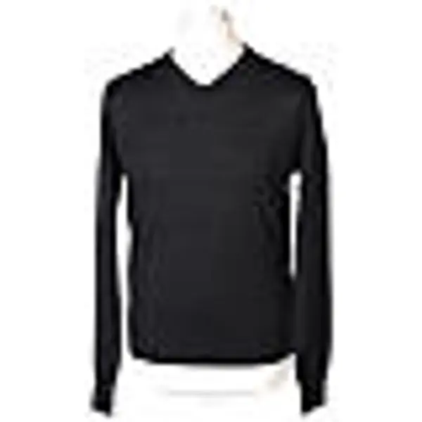 Pull noir In Primis col en V 100% laine mérinos