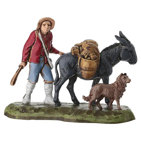 Homme avec âne pour crèche Moranduzzo 6 cm