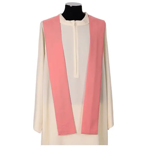 Chasuble liturgique rose 100% polyester Chi-Rho épis raisins