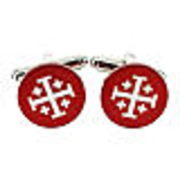 Boutons de manchettes nacre rouge Croix de Jérusalem sérigraphiée