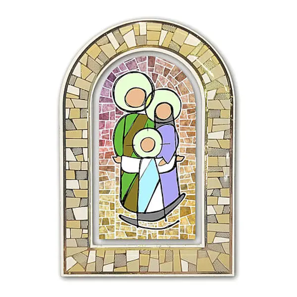 Vitrail tridimensionnel à poser Sainte Famille plexiglass 12x8 cm